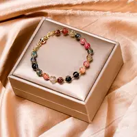Женский браслет с натуральным турмалиновым железным камнем 14K lucky, Модный Ювелирный Браслет с разноцветными кристаллами