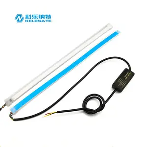 2 pièces * 60cm Voiture drl Flexible Bande LED Feux de jour + Ambre Allume La Lumière DRL Yeux D&#39;ange phare 12V Blanc drl