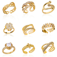 LUOYUNE – Nouveauté : Bagues ajustables en laiton plaqué or 18 carats avec zircon, style chaîne de ceinture, pour revendeurs – Bijoux de mode en gros