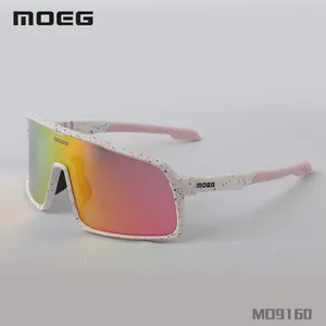 MOEG kacamata hitam bersepeda desain warna-warni, kacamata olahraga pelindung UV tahan angin pelindung mata kacamata bersepeda