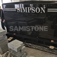 Pierre tombale Samistone, style américain moderne, en granit noir Galaxy, monument sablé