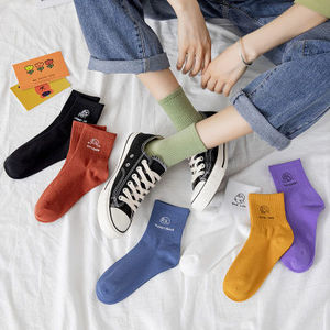 Women Mid-Calf Socks Solid Color Figures Breathable Sweat-Absorbing Polyester Casual Autumn Winter Fashion - Product Image 2
