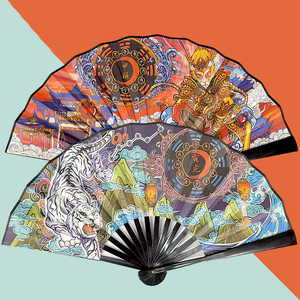Ventilador <span class=keywords><strong>Plegable</strong></span> de Mano con Asas de Plástico, Mini Ventilador <span class=keywords><strong>Redondo</strong></span> Chino Personalizado con Logotipo Impreso, Anime, Sublimación UV - Product Image 5