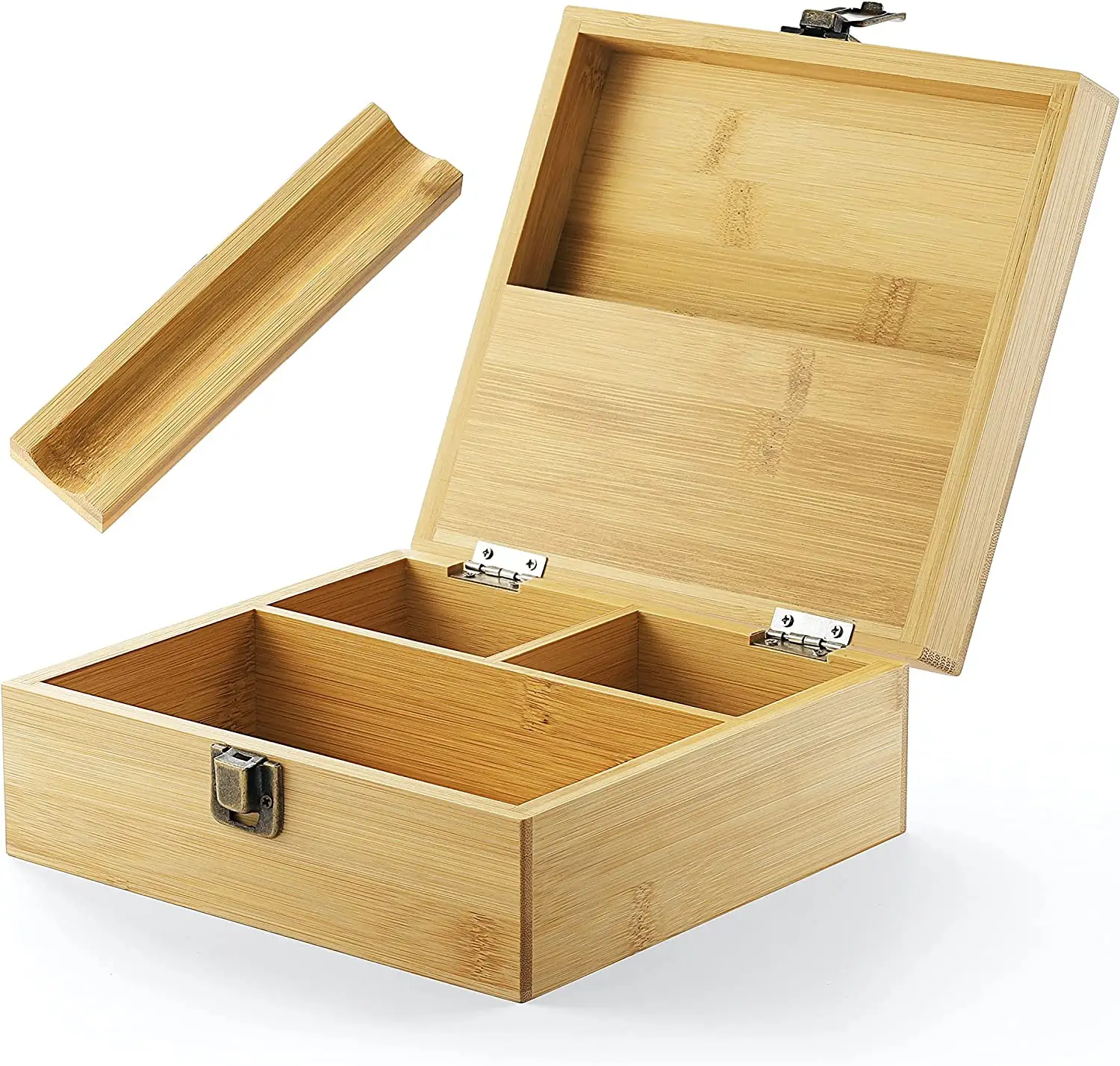 Stash Box mit Rolling Tray-Große Aufbewahrung sbox aus Bambus zur Organisation Ihres gesamten Rauch zubehörs