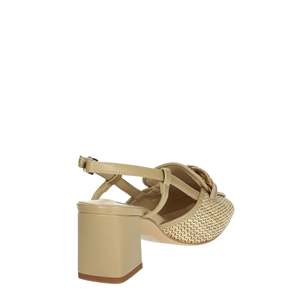 Sandalias de Tacón Donna Slingback de Keys, Modelo K-10630, Color Beige Avio, Parte Superior Tejida, Tacón Cuadrado, Zapatos de Mujer - Product Image 3