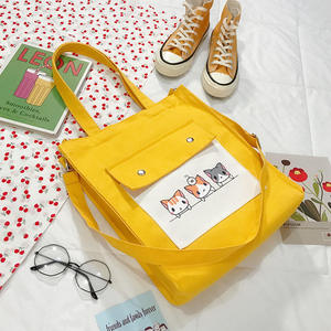 Sac fourre-tout en toile mignon pour le shopping, motif carton, réutilisable pour supermarché, idéal pour des achats écologiques (vente en gros) - Product Image 3