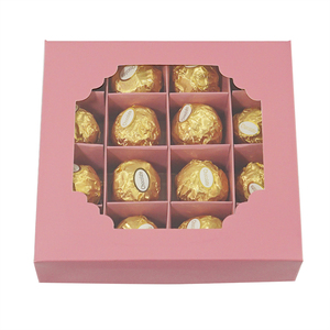 Custom Creative pink 16 Grid <strong>Wedding</strong> <strong>Chocolate</strong> Fudge Candy Dessert Packaging Gift Favor Display Box with Window Lid for Kids - Product Image 4