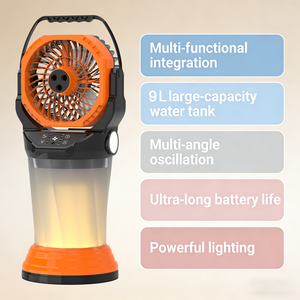 Ventilateur portable à brume fraîche, grand réservoir d'eau, oscillation multi-angles, rechargeable, LED - Product Image 2