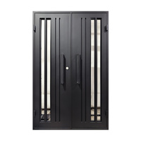 Porte de sécurité double en fer forgé sur mesure avec verre trempé, résistante au feu et aux impacts d'ouragan, pour usage extérieur résidentiel