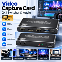 Carte de capture vidéo HDMI 2x1 USB 3.0 1080P 60fps, capture 4K 60Hz, sortie HDMI en boucle, audio R L pour PC