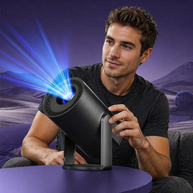 MINI Proyector Android 13 4K Portable Outdoor Short Throw Smart Projector 200 Lumens Home Theater 180 Degree Rotation