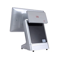 POS-терминал от производителя: серебристый металлический корпус, ОС Windows/Android, емкостный сенсорный экран, LED-дисплей цен, настраиваемый одинарный/двойной экран