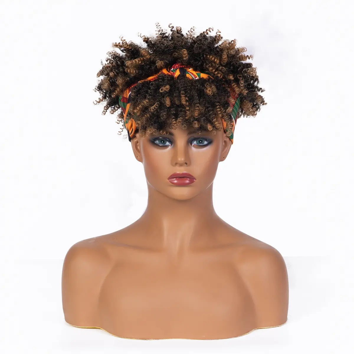 Kurze Afro Puff Kinky Curly Wrap Perücke Hoch temperatur Synthetische Afro Curly Hair Perücke Stirnband Perücken für schwarze Frauen