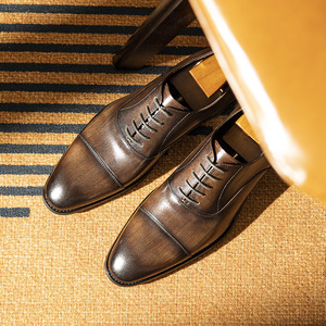 Zapatos Oxford de Cuero Genuino para Hombre, Hechos a Mano, con Punta Redonda, con Cordones, Formales y de Negocios, Cómodos, de Primera Calidad, con Capa Superior de Piel de Vaca - Product Image 3