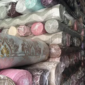Waterproof stock jacquard curtain fabric ready made polyester embossed curtain fabric inventory embroidery polyester fabric