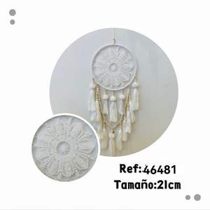 Atrapasueños de Encaje Blanco con Borlas para Colgar en la Pared, 21 cm, Adorno Decorativo para el Hogar - Product Image 1