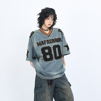 Jean en denim pour femme, style américain, délavé, brodé de lettres, premium, vintage, streetwear, séchage rapide, coupe ample, 100% coton, été