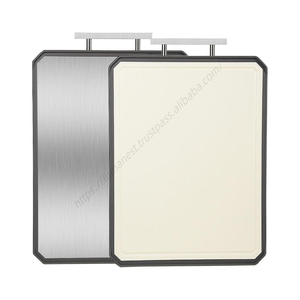 Planche à découper double face en paille de blé et acier inoxydable 304 avec poignée, grande taille, populaire pour la cuisine, vente en gros - Product Image 1