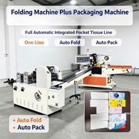 Ligne de production complète entièrement automatique de mouchoirs de poche, dotée d'une machine plieuse et d'un emballageur