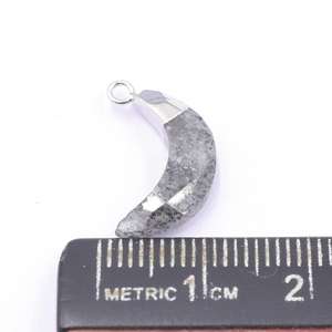 จี้ทองเหลืองรูปพระจันทร์ชุบเงิน ขนาด 16-18 มม. ประดับด้วยพลอยซันสโตนสีดำ สำหรับทำเครื่องประดับ - Product Image 3