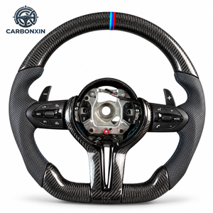 Volant en cuir et fibre de carbone pour les séries 3/5 (F10/F15/F16/F20/F25/F30/F31/F34/F36) M3/M4/M5/F80/F82/X5 {sans airbag} - Product Image 1