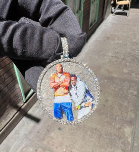 UWIN 2025 Colgante Redondo Grande DIY para Foto de 8cm Completamente Helado con Diamantes 5A, Collar Conmemorativo de Demostración para Hombre - Product Image 2