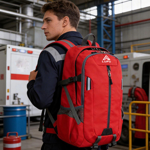LUPU Red Outdoor <b>Backpack</b> 36-56L <b>Water</b> <b>Resistant</b> Oxford Fabric Unisex Softback Zipper Closure Shoulder Strap - Product Image 4