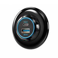Chargeur USB Type C personnalisé QC 3.0 USB-A et Type C, montage en surface circulaire, pour bus, voiturettes de golf, 12V 24V, prise de chargeur de voiture