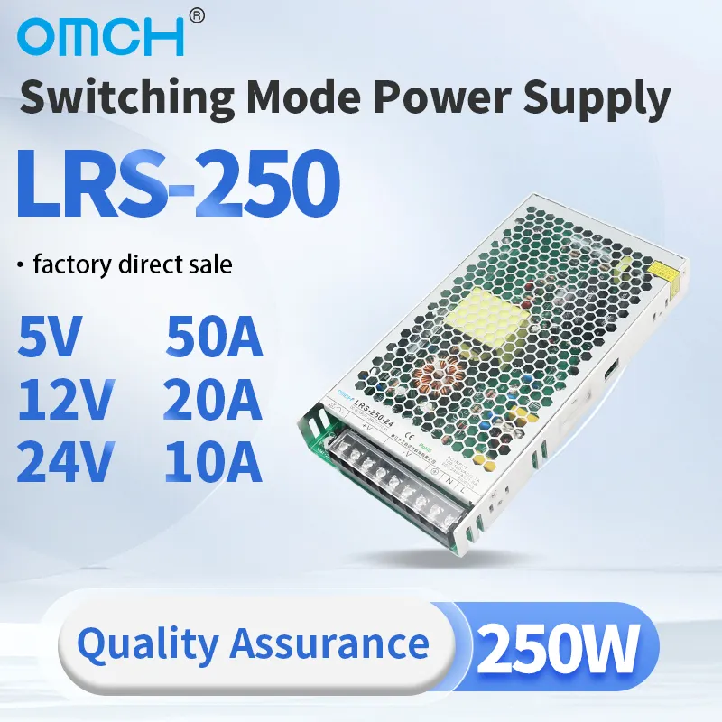 250W Single Output Slim Switching Power Supply LRS-250 5V 12V 24V Ac Dc Led For Electrical Automation Customisable