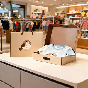 Luxe Kleine Kleding Geschenkdoos Verzending Verpakking Cosmetische Golfkartonnen Kwaliteitsborging Mailer Doos Cartoon Doos En Tas Set - Product Image 4