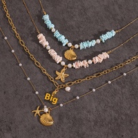 Haut de gamme de luxe en acier inoxydable coquille collier de perles Style européen américain lumière luxe mode pendentif colliers
