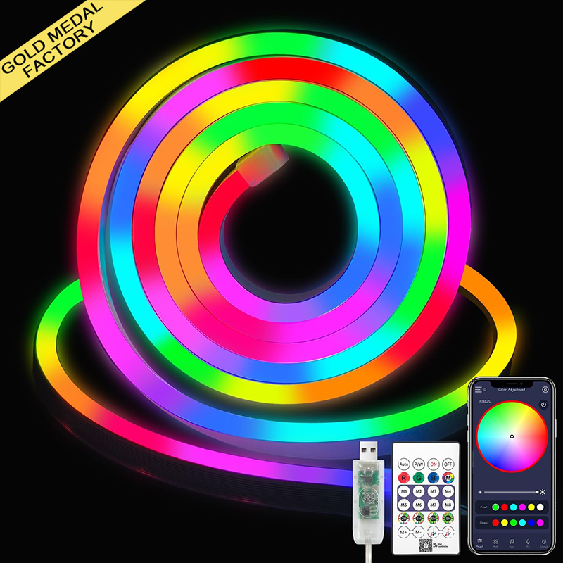 RGB Flex Smart Neon LED Strip Light IP65 Plastic USB Music Sync Rope Tape Light for Landscape Lighting