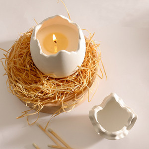 Q29 Portacandele in Ceramica <span class=keywords><strong>a</strong></span> Forma di Guscio d'Uovo Creativo, Personalizzazione LOGO, Barattolo per Candele Profumate, Regalo di Alto Valore, Decorazione per Casa e Matrimonio - Product Image 2
