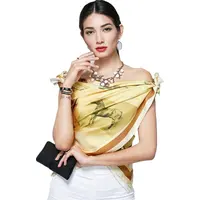 Pañuelo de seda de sarga con estampado personalizado para mujer, pañoleta cuadrada para el cuello, pañuelos digitales de seda con estilo, Oem, 100%
