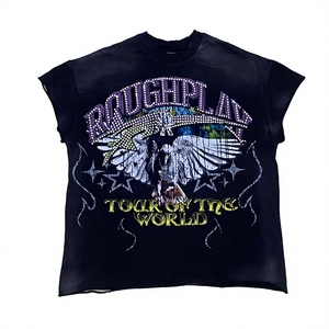 T-shirts d'été pour hommes style gothique 100 % coton à manches courtes avec motif lettres, écologiques et respirants, design délavé à l'acide - Product Image 2