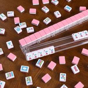 Classic Style Game Accessory Clear Acrylic Mahjong Tile Rack With Pink Pusher Portable Mahjong Rack For 4 Players - Product Image 6