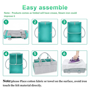 Grand panier organisateur pour couches avec poignée, neutre, garçon, fille, panier en feutre pour bébé, pour la crèche, la <span class=keywords><strong>table</strong></span> à <span class=keywords><strong>langer</strong></span> - Product Image 4