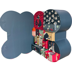 Hộp quà Giáng sinh hình xương cho thú cưng, hộp đựng thức ăn, lịch chờ Giáng sinh in tùy chỉnh, hộp đựng đồ trống 24 ngăn - Product Image 1