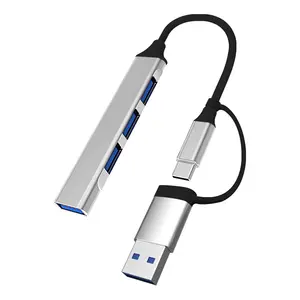 Usb 3.0 Hub Usb Hub C-Type Dock 4-poort Multidistributeur Adapter Otg C-Type Hub Voor Xiaomi Huawei Macbook Pro Usb 3.0 2.0