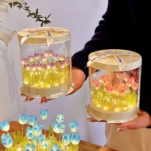 Fai da te Fiore Mare 3D Nuvola Tulipano LED Luce notturna Lampade da tavolo a specchio Ornamenti per camera da letto Decorazione Lampade da tavolo a specchio Regalo da comodino