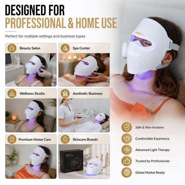 Therapy LED Face Mask with Red Blue Yellow Near Infrared Lights Adjustable Brightness Portable Rechargeable Beauty Device