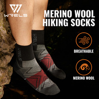 Chaussettes en laine WRELS avec logo personnalisé, chaussettes en laine mérinos, accessoires de trekking et de course, chaussettes de sport à soutien de la voûte plantaire, chaussettes de compression OEM