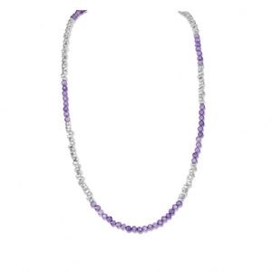 Dylam Dainty Charm Rhodium Plated S925 Silver Colorful <b>Bead</b> Beaded Natural Amethyst Women Jewelry Beaded <b>Necklaces</b> - Product Image 1