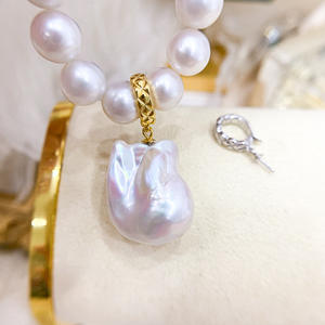 Accesorio de Plata S925 para DIY, Cuentas Redondas de 8-15 mm y Hebilla con Patrón de Flujo, con Bandeja Vacía 30681 para Perlas Sueltas - Product Image 1