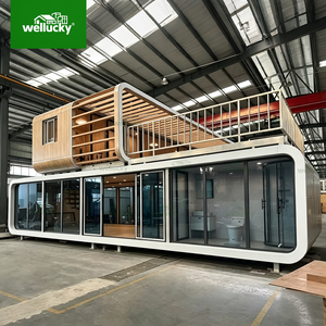 WELLUCKY Maison <span class=keywords><strong>de</strong></span> luxe en forme <span class=keywords><strong>de</strong></span> cabane pour le développement <span class=keywords><strong>de</strong></span> sites <span class=keywords><strong>de</strong></span> glamping, <span class=keywords><strong>villa</strong></span> préfabriquée à vue panoramique avec solutions d'aménagement intérieur personnalisées - Product Image 1