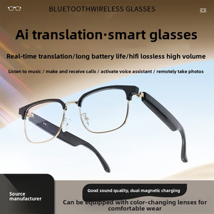 Lunettes intelligentes à commande tactile, traduites par l'IA, étanches IP67, cadre PC+ABS, lentille à <span class=keywords><strong>changement</strong></span> de couleur, double canal, musique, appels - Product Image 2