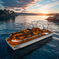 Bateau ponton en aluminium soudé 2026 pour le sport et la pêche avec moteur hors-bord – Longueur optimisée pour le tourisme et le divertissement