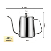 Bouilloire à café pour infusion manuelle en acier inoxydable 304 avec bec long et fin ; Verseuse à café pour infusion par le dessus avec contrôle précis de l'eau ; Design moderne ; Portable