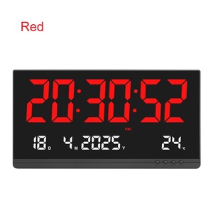 Grand <span class=keywords><strong>Horloge</strong></span> <span class=keywords><strong>Murale</strong></span> Numérique Intérieure avec Affichage LED de la Date, du Mois, du Jour, du Week-end et de la Température – Décoration Maison - Product Image 1