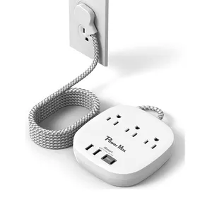 US Power Strip 3 Outlet 4 USB(4.5A) および8 Outlet 3 USB(3.1A) クルーズ船、家庭、オフィス、ETLリスト用の6フィート編組延長コード